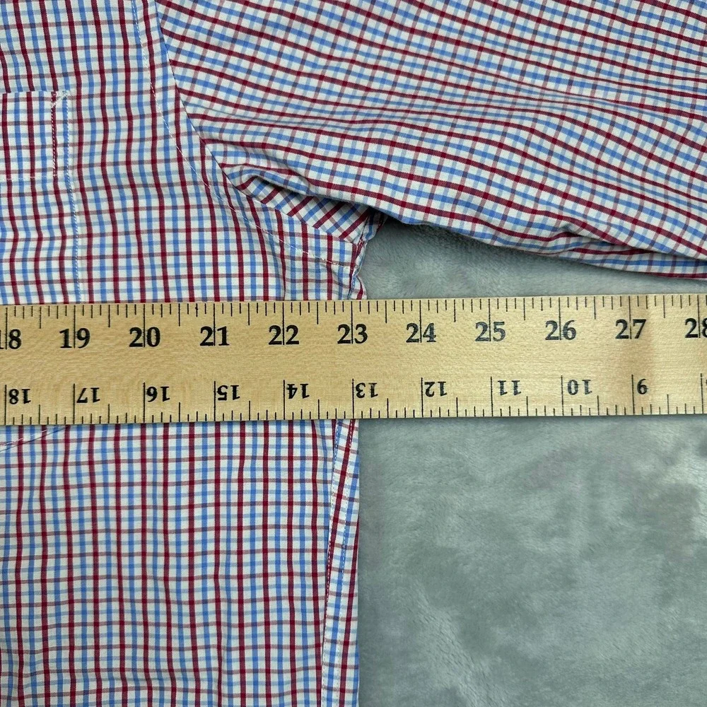 Tommy Hilfiger Ithaca Dress Shirt 16 32-33 Red White Blue Gingham Check Large